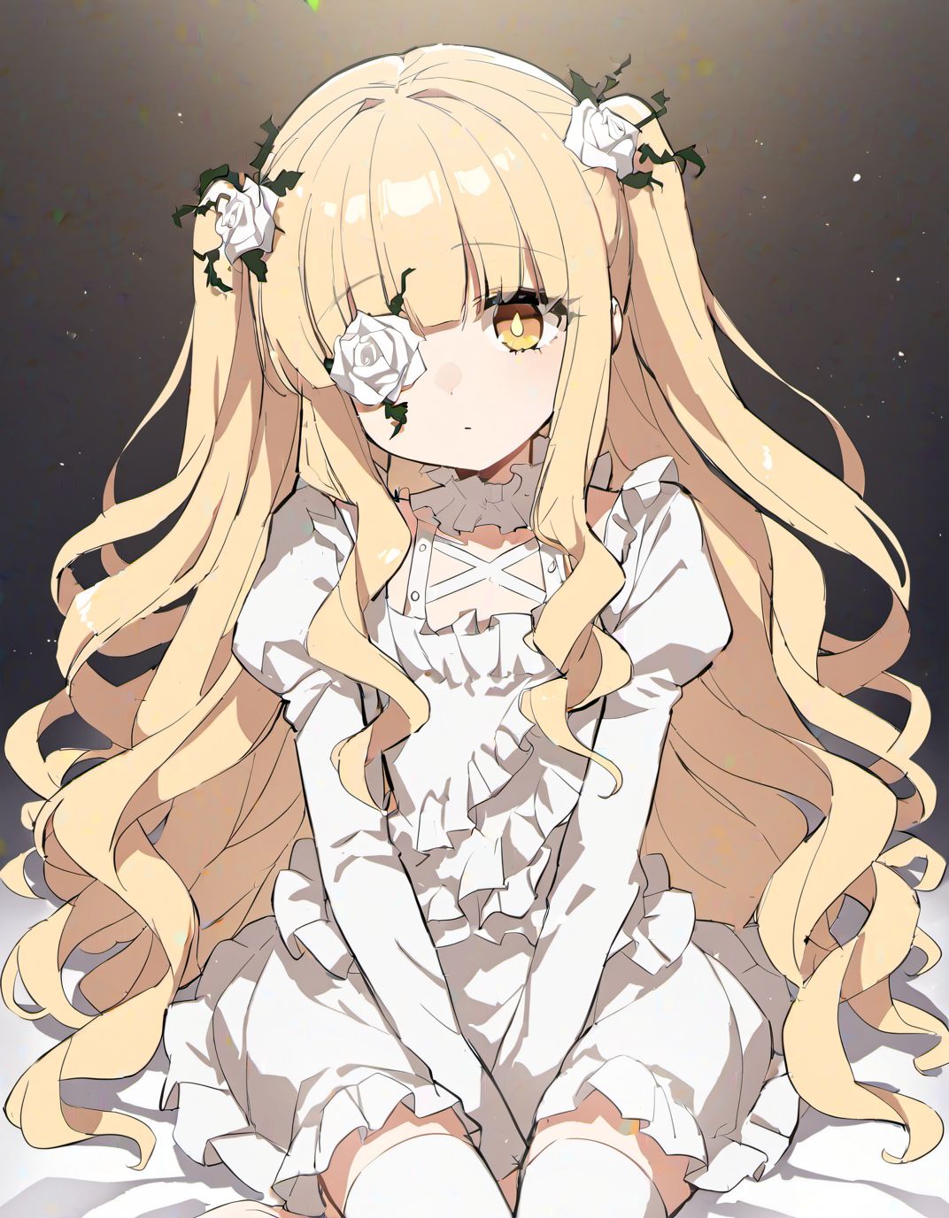00015-2418535953-1girl, kirakishou, solo, blonde hair, flower, flower over eye, frilled shirt, frilled skirt, dark yellow eyes, bright pupils, ha.jpg